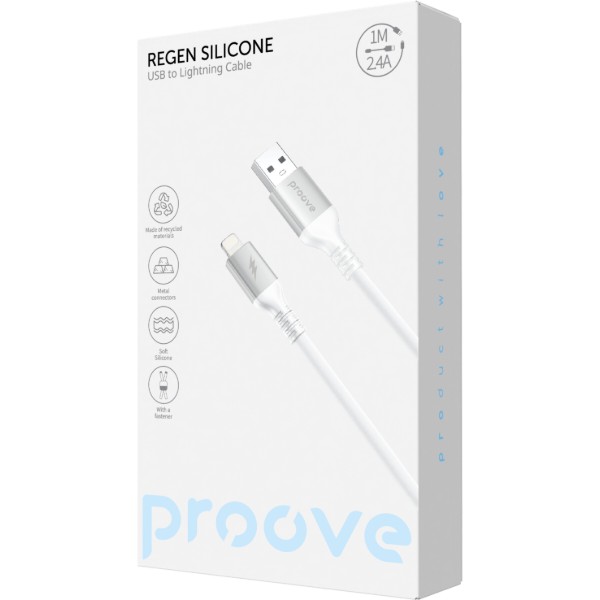 Фото - Кабель Proove ReGen Silicone USB to Lightning 2.4A (1m) white (CCRS15001102)